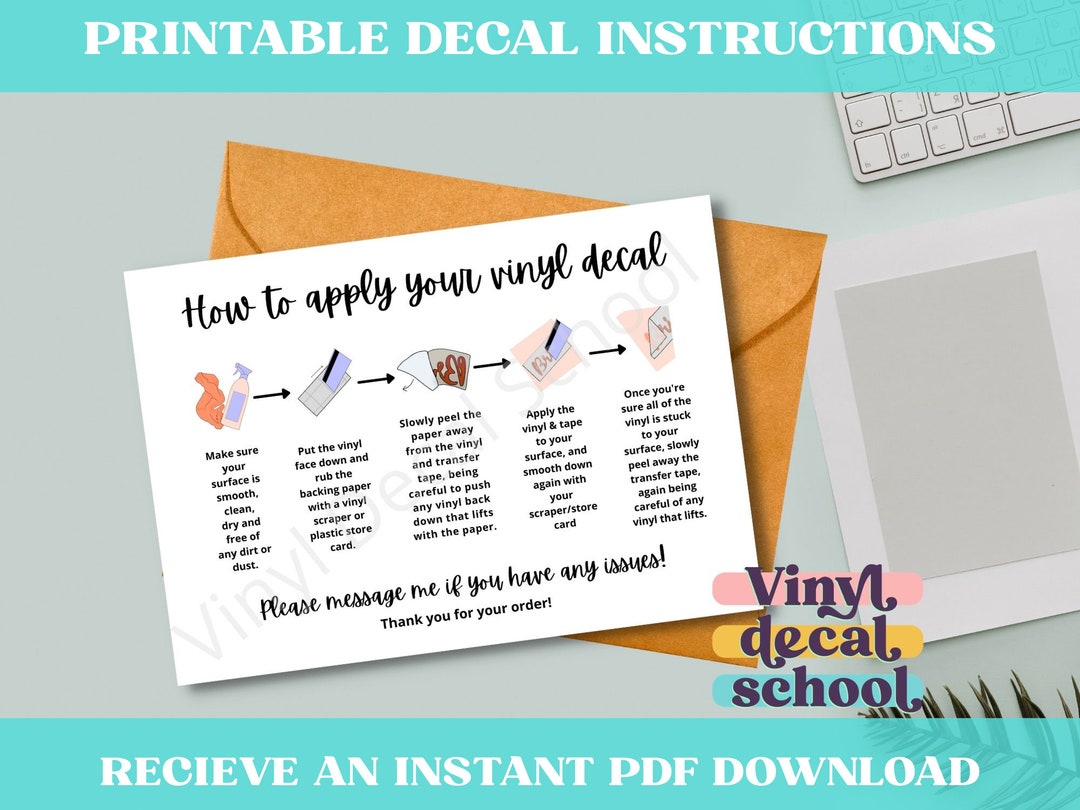 Printable Decal Instructions for Adhesive Vinyl With Illustrations // 4 per Page US Letter & A4 // Decal Application PDF Printables - Etsy printable-decal-instructions-for-adhesive-vinyl-with-illustrations-4-per-page-us-letter-a4-decal-application-pdf-printables-etsy