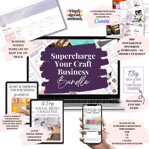 Supercharge Your Craft Business Bundle // Templates, Planner Sheets, Handbooks & Resource Links For Improving a Small/Craft Business