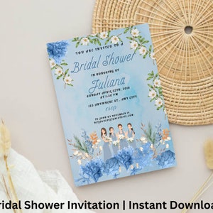 Bridal Shower Invitation Template, Printable Bridal Shower Invitation Card, Editable Bridal Template, Instant Download