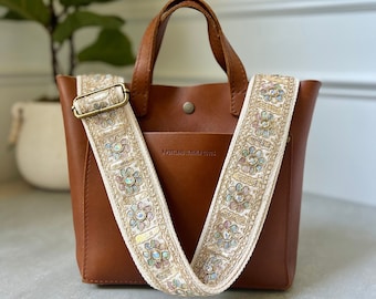 Gold Lace and Sequin Floral Embroidered Bag Strap, Boho Purse Strap, 2" Wide Adjustable Crossbody Strap, Gift for Her