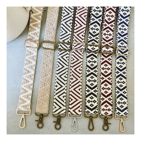 Soft Woven Purse Straps, 1 1/2” Wide Adjustable Crossbody Strap, Hippie Purse/ Boho Bag Strap, Gift for Her
