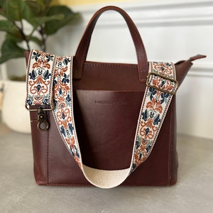 Retro Jacquard Handtaschengurt, 5 cm breiter verstellbarer Crossbody Taschengurt, bestickter Gitarrengurt für Handtasche, Hardware aus Messing