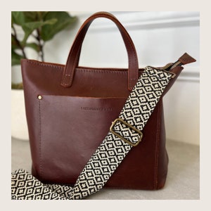Courroie de sac à main tissée bohème noire et beige / bandoulière de sac / bandoulière large réglable / sangle de guitare pour sac à main / sangle de remplacement
