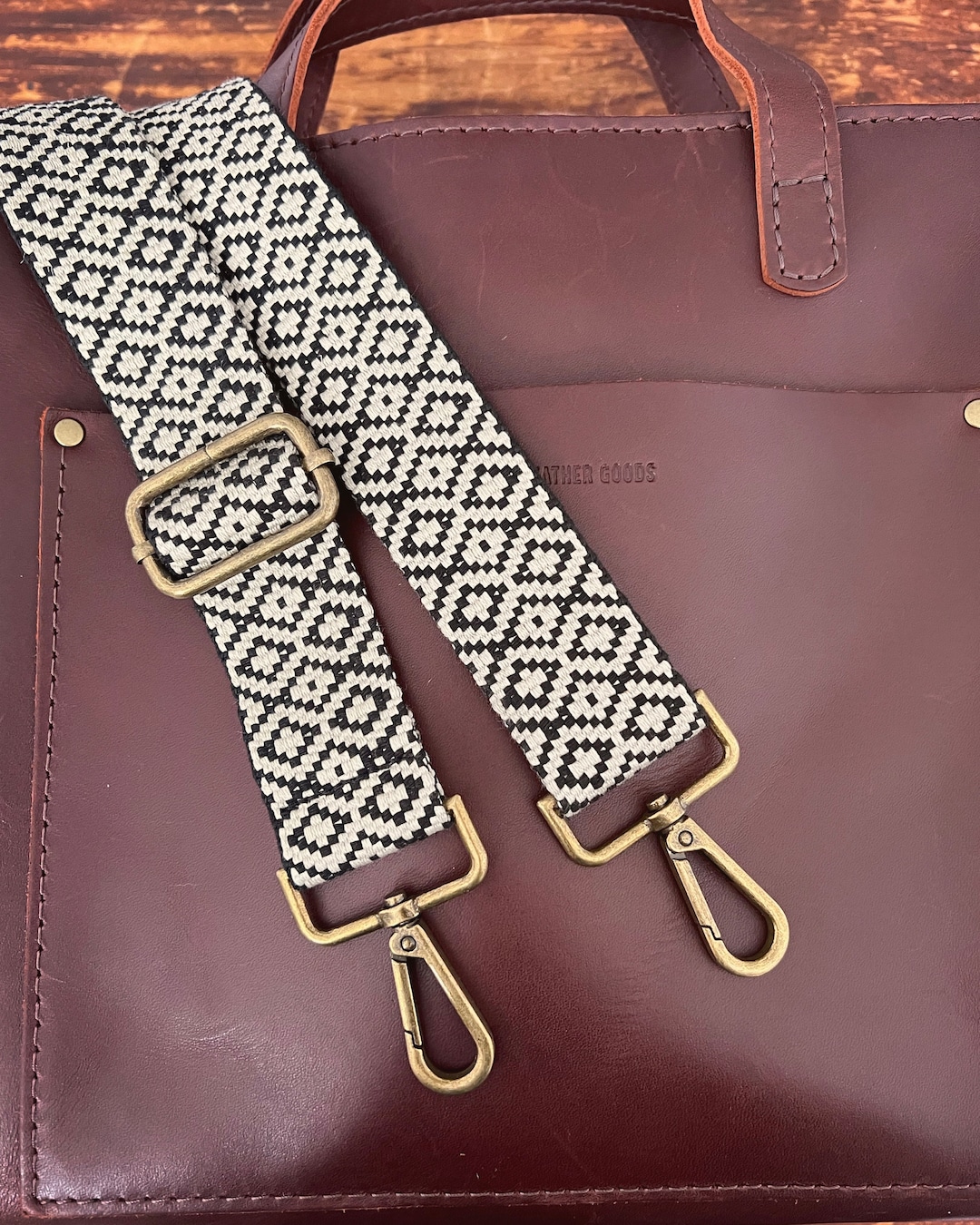 Black & Beige Boho Woven Purse Strap / Bag Strap / Wide Etsy