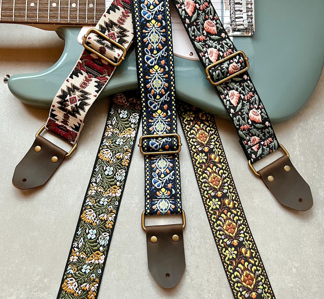 Retro Style Guitar Straps, Made With Genuine Leather, Adjustable Strap ...