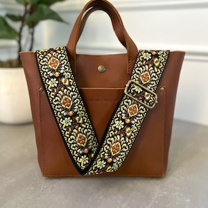 Tan Fringe Brown Print Guitar Bag Strap| Wholesale Accessory Market