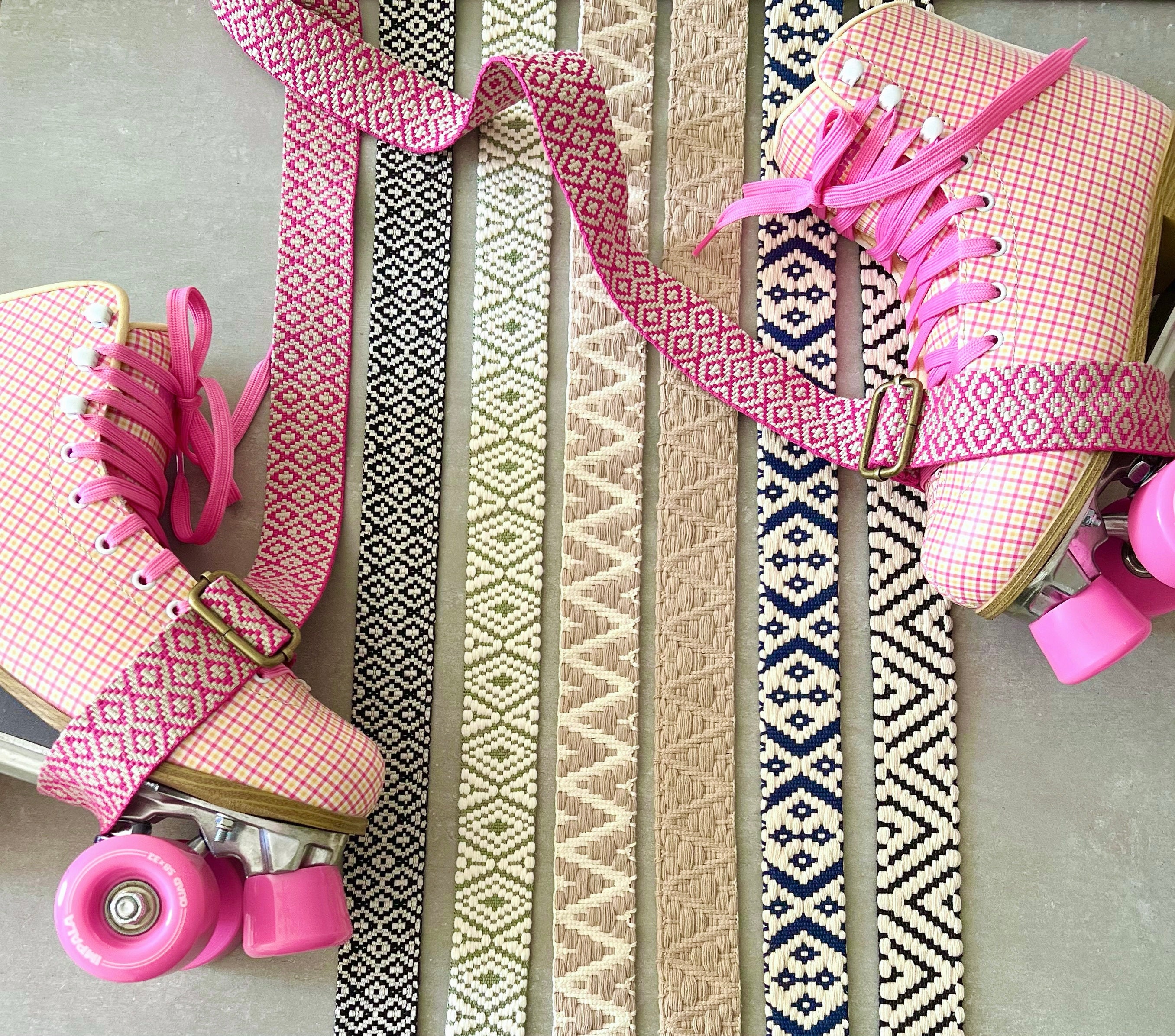 Pink & Beige Boho Woven Purse Strap / Bag Strap / Wide Adjustable Crossbody  Strap / Guitar Strap for Handbag / Replacement Strap 