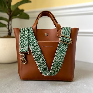 Sangle de sac à main tissée vert forêt et beige, sangle de sac bohème, bandoulière réglable, sangle de guitare pour sac à main, sangle de remplacement, cadeau unique