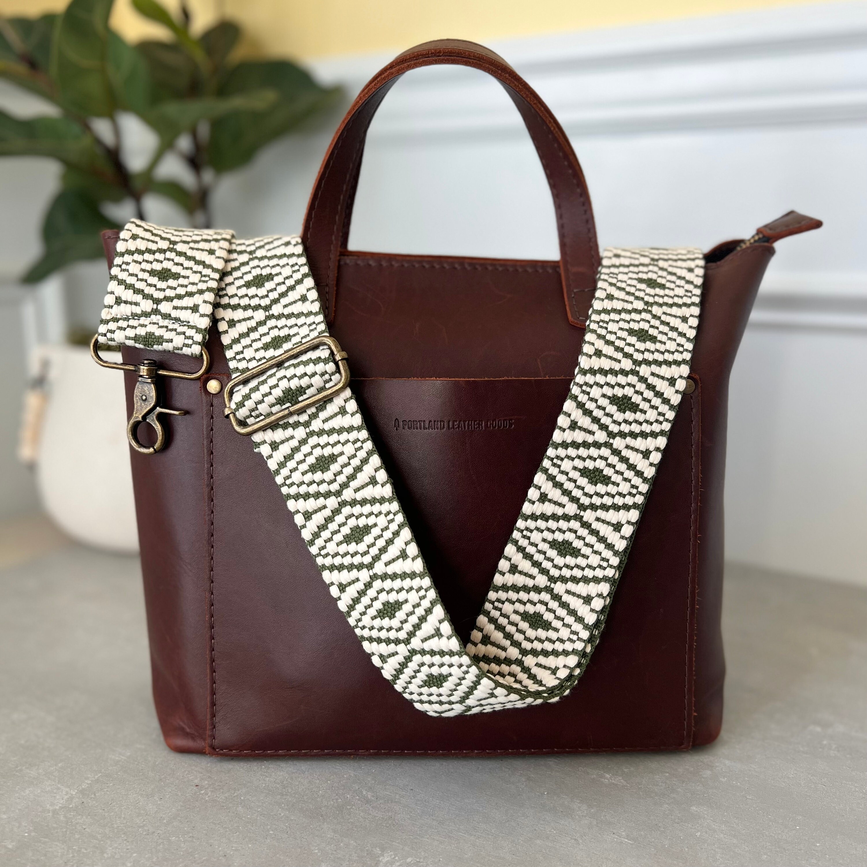 Green & White Game Day Purse Strap, Woven Boho Bag Strap, 2