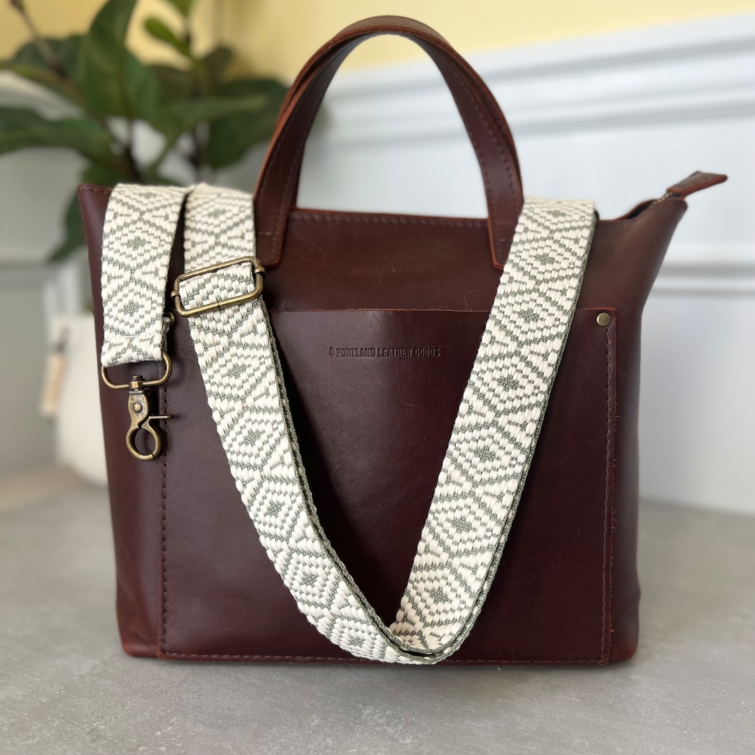 Sage Green & Cream Soft Woven Purse Strap, Boho Bag Strap, Adjustable