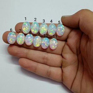 Bello Aurora Opal White Sparkling Oval Shape Synthetic Loose Opal For Gemstone Cabochon 12x16mm for Jewelry Making Wholesale Lot sku(3.430)