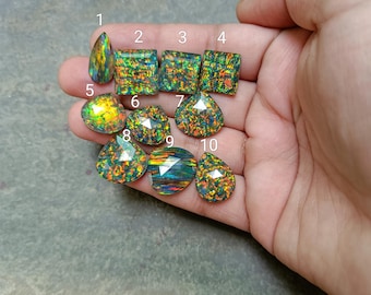 Aurora Opal Doublet Cabochon: Galaxy Rainbow Gemstone Lot