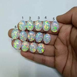 Bello Aurora Opal Weiß funkelnde ovale Form Synthetischer Loser Opal Für Edelstein Cabochon 13 x 18 mm zur Schmuckherstellung Großhandel Lot sku (3.430)