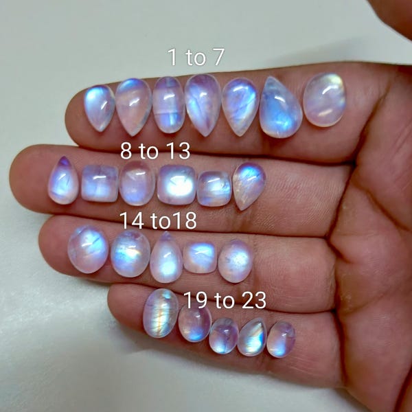 AAA+++ Top Natural Rainbow Moonstones Rare Blue Fire Cabochon Making For Jewelry and Pendant Amazing Quality Loose Gemstones sku(20Q)