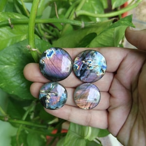 AAA Multi Flashed Labradorite Round Cabochon, Ring Pendant Setting Supplies