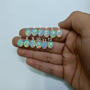 Bello Aurora Opal White Sparkling Oval Shape Synthetic Loose Opal For Gemstone Cabochon 8x10mm for Jewelry Making Wholesale Lot sku(3.430)