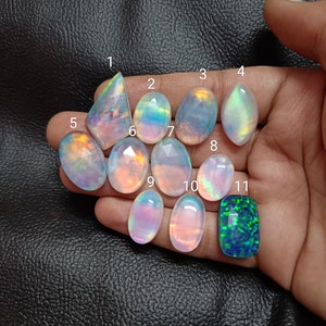 Multi  Aurora Opal with Himalyan Crystal Quartz Doublets Cabochons Gemstone (sku3110.a)s