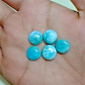 Larimar 5 Pcs Top AAA+++ Quality 4mm-16mm Gemstones Round Cabochon | Natural AAA Top Quality Larimar 4mm-16m Gemstones Cabochon Lot sku(1.9)