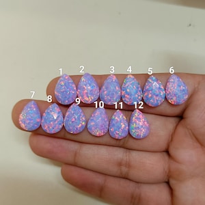 Bello Aurora Opal Unicorn Purple Liliac Sparkling Pear Synthetic Loose Gemstone Cabochon 10x14mm for Jewelry Making Wholesale Lot sku(3.30)