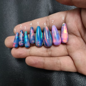 Fire opal Pink And Blue Aurora Opal Droplet for pendent Tear Drop  Necklace, Aurora Opal Pendant Rainbow Opal Gift  (sku-F1320)