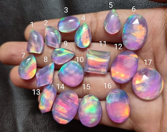 AAA Pink !! Purple Aurora Opal with Crystal Quartz Doublets Amazing Quality Rose Faceted Fine Polished Gemstones (sku10.15)