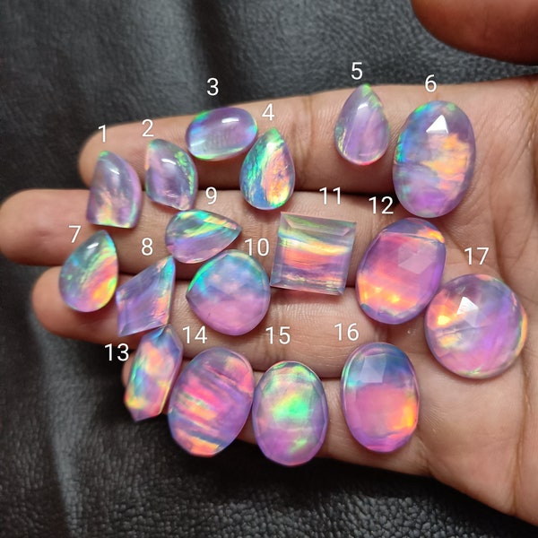 AAA Pink !! Purple Aurora Opal with Crystal Quartz Doublets Amazing Quality Rose Faceted Fine Polished Gemstones (sku10.15)