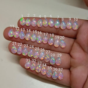 Bello Aurora Opal White Sparkling Pear Shape Synthetic Loose Opal For Gemstone Cabochon 6x9mm for Jewelry Making Wholesale Lot sku(43.739)