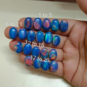 Bello Aurora Opal Blauer Regenbogen Oval Form Synthetischer Loser Opal Für Edelstein Cabochon 10 x 14 mm zur Schmuckherstellung Großhandel Lot sku (3.730)