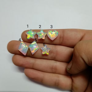 Bello Aurora Opal White Sparkling Oval Shape Synthetic Loose Opal For Gemstone Cabochon 10x14mm for Jewelry Making Wholesale Lot sku(3.430)
