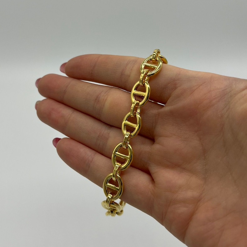 10mm Edelstahl Flach puffed Mariner Anker Armband 8 Gold und Roségold, Bestes Geschenk für Sie Bild 5