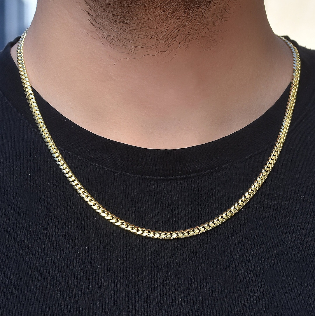 5MM Miami Cuban Chain Box Clasp Chain Solid Yellow Gold Clad Silver 925 ...