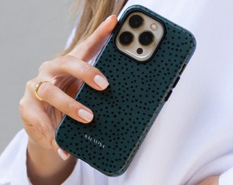 Green Polka Dots Phone Case | For iPhone 15, iPhone 15 Pro Max, iPhone 14 Plus, Samsung Galaxy S24, S23, S22, Google Pixel 8, Pixel 7