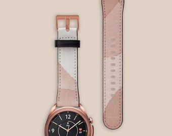 Pink Layers Watercolor Samsung Galaxy Watch Strap, 40mm 41mm 42mm 44mm 45mm 46mm, Vegan Leather Galaxy 4 Band, Galaxy 3 | AW00069