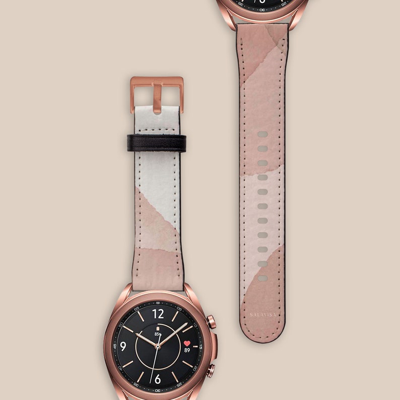 Pink Layers Watercolor Samsung Galaxy Watch Strap, 40mm 41mm 42mm 44mm 45mm 46mm, Vegan Leather Galaxy 4 Band, Galaxy 3 AW00069 image 1