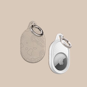 Beige Topographic AirTag Holder | AirTag Case with Ring Chain, Cover for Apple AirTag, AirTag Case, AirTag Keyfob, AirTags for Luggage
