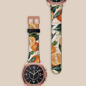 Clementines Aesthetic Terrain Samsung Galaxy Watch Strap, 40mm 41mm 42mm 44mm 45mm 46mm, Vegan Leather Galaxy 4 Band, Galaxy 3 | AW00017