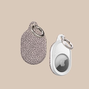 Rose Pink Polka Dots AirTag Holder | AirTag Case with Ring Chain, Cover for Apple AirTag, AirTag Case, AirTag Keyfob, AirTags for Luggage