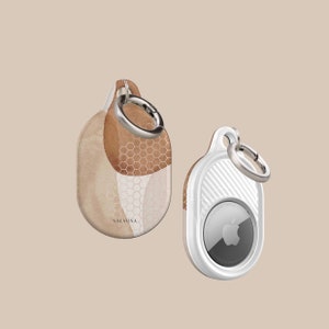 Beige Aesthetic AirTag Holder | AirTag Case with Ring Chain, Cover for Apple AirTag, AirTag Case, AirTag Keyfob, AirTags for Luggage