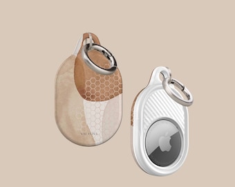 4 Portachiavi In Pelle Per AirTag - Custodia Anti-Smarrimento Con Moschettone