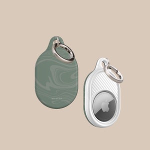 Light Green Swirl AirTag Holder | AirTag Case with Ring Chain, Cover for Apple AirTag, AirTag Case, AirTag Keyfob, AirTags for Luggage