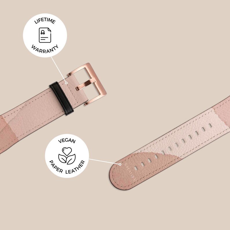 Pink Layers Watercolor Samsung Galaxy Watch Strap, 40mm 41mm 42mm 44mm 45mm 46mm, Vegan Leather Galaxy 4 Band, Galaxy 3 AW00069 image 3