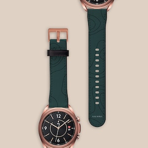 Forest Green Topographic Terrain Samsung Galaxy Watch Strap, 40mm 41mm 42mm 44mm 45mm 46mm, Vegan Leather Galaxy 4 Band, Galaxy 3 | AW00004