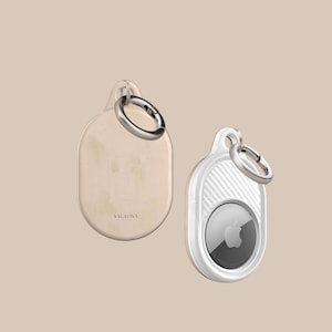 Rose Beige Clay AirTag Holder | AirTag Case with Ring Chain, Cover for Apple AirTag, AirTag Case, AirTag Keyfob, AirTags for Luggage
