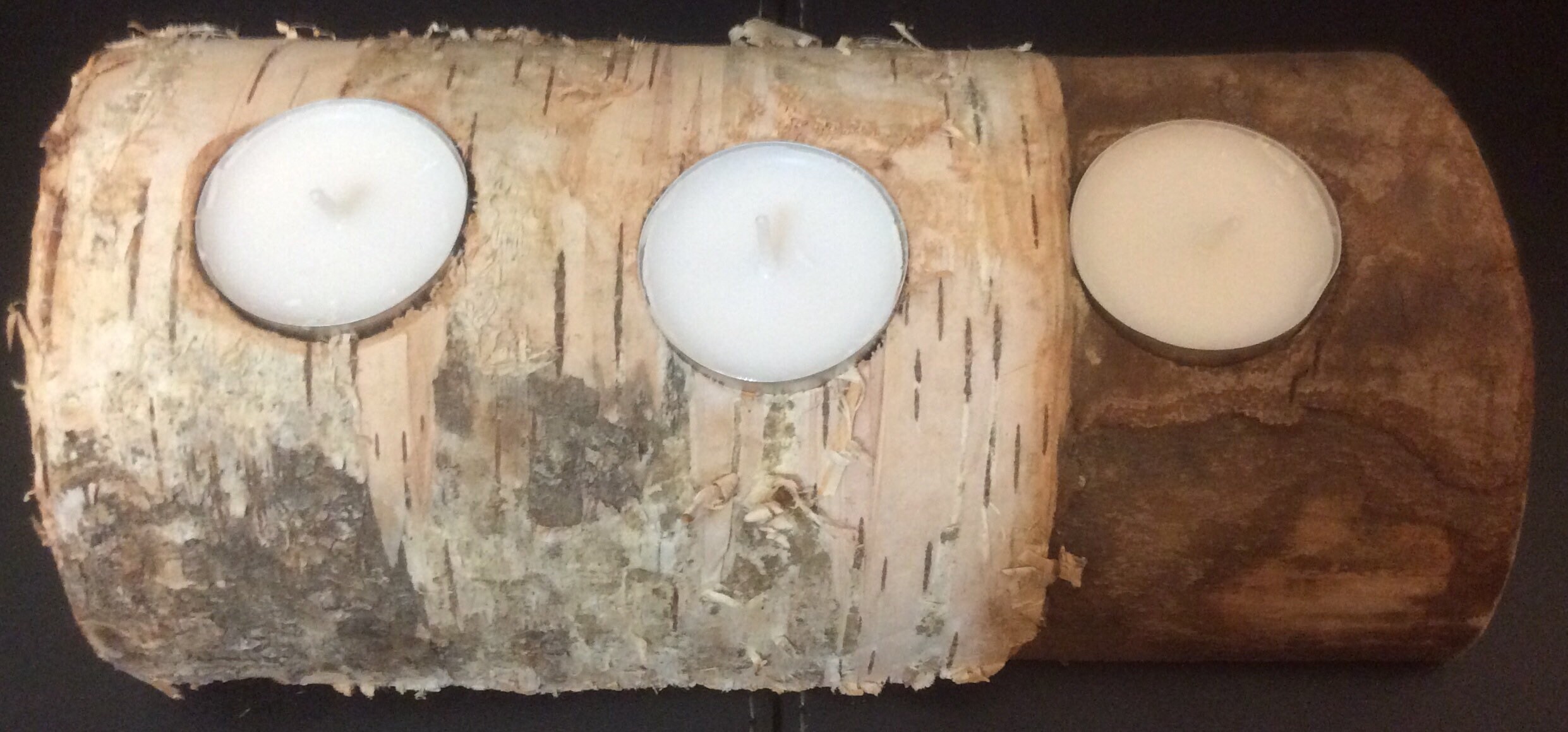 Rustic Handmade Log Tea Light Holder. Complete with Tea Etsy