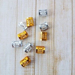 10 pc Loc Cuffs, Adjustable, Hair Charms, Braid Cuffs, Gold and Silver