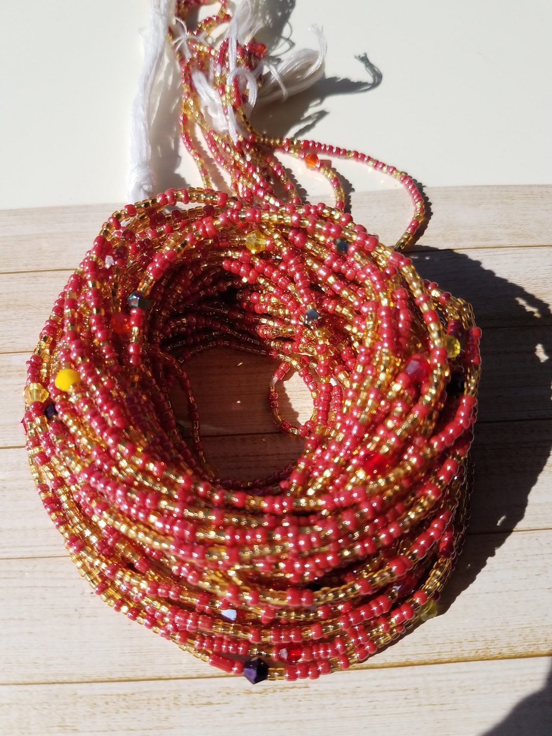 Golden Red Threaded Waist Beads, Swarovski Crystals - Etsy
