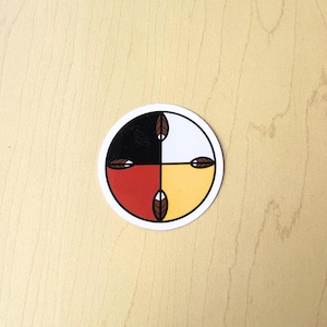 Medicine Wheel Sticker | Indigenous Vinyl Sticker for Water Bottle, Laptop, Journal | Cultural Sticker