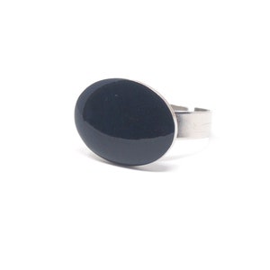 Ellipse indigo blue adjustable stainless steel cocktail ring | Contemporary statement design ring | Modern unique jewellery | gifts for her