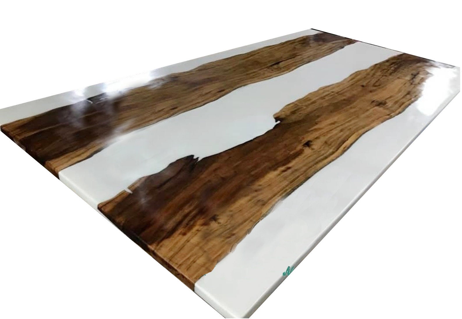 White Epoxy Table with Clear Resin Live Edge Epoxy Table Top Etsy