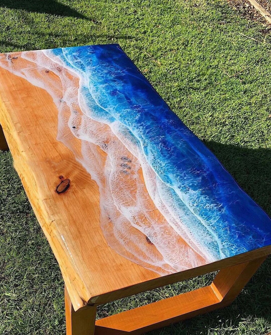 Epoxy Ocean Waves Table Resin River Dining Table Handmade Etsy